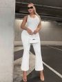 SHEIN SXY Cut Out Crisscross Back Flare Leg Jumpsuit