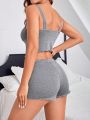 Dark Grey Cami & Shorts Pajama Set