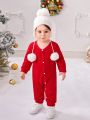 Baby Boy 2pcs Christmas Print Button Front Jumpsuit