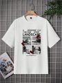 Manfinity Hypemode Men's Printed Knitted Short Sleeve Loose Fit T-Shirt