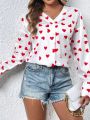 Long Sleeve Shirt With Heart Pattern