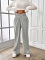 SHEIN Essnce Crossover Elastic Waist Solid Color Trousers