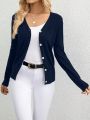 SHEIN Privé Solid Color Cardigan