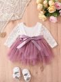 SHEIN Baby Girl Contrast Lace Dress Photo Outfit