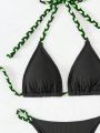 SHEIN Swim Vcay Ladies' Two-Piece Halter Neck Bikini Swimsuit Set