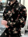 Men's Flower Printed Long Sleeve Shirt