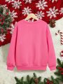 Girls' Leisure Christmas Pattern Long Sleeve Round Neck Sweatshirt Suitable For Autumn And Winter