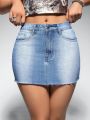 Women'S Boyfriend Style Water Washed Denim Skirt