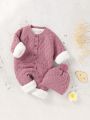 SHEIN Baby Girls' Sweater Crawling Clothes With Hat