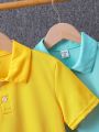 SHEIN 2pcs/Set Tween Boys' Short Sleeve Polo Shirt