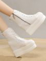 Ladies' High-top Wedge Heel Thick-sole Canvas Boots