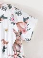 Young Girls' Cute Rabbit Print Multi-Piece Combination Dress For Summer