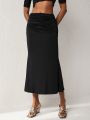 MOCHEI SHEIN X MOCHEI Womens Ruched Midi Skirt