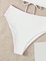 SHEIN Swim Basics Lace Up Back Bandeau Bikini Swimsuit