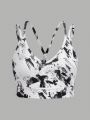 Teen Girl Allover Print Criss Cross Back Sports Bra