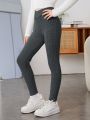 SHEIN Tween Girl High Waist Ribbed Knit Leggings