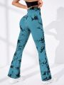 Tie Dye Wide Waistband Flare Leg Sports Pants