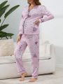 Maternity Flower Print Pajama Set