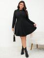 SHEIN Frenchy Plus Size Solid Color Long Sleeve Dress