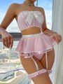 Women's Bowknot Decorated Strapless Sexy Lingerie Set