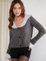 Luxe Womens Romantic Collared Cardigan