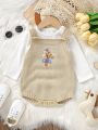 Infant Flower Embroidery Knit Romper