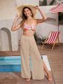 SHEIN Swim Vcay Split Thigh Wide Leg Cover Up Pants