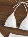 SHEIN Swim Basics Ladies' Textured Halter Neck Bikini Swimsuit Set (3pcs)
