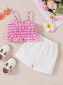 Baby Girls' Summer Outfits Cute Bowknot Tank Top And Shorts Set