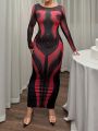 SHEIN SXY Women'S Slim Fit Bodycon Printed Dress
