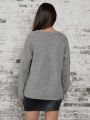 SHEIN LUNE V-neck Drop Shoulder Sweater