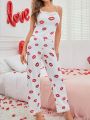 Women'S Lip Print Pajama Set