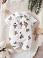 SHEIN Boys Baby Bear Print Jumpsuit