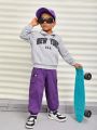 SHEIN Kids Cooltwn Young Boy Letter Patched Detail Flap Pocket Side Pants