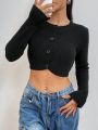 Women's Single Breasted Cropped Cardigan