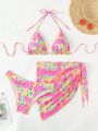 SHEIN Swim Mod 3pcs/Set Flower Print Swimsuit