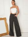 Luxe SHEIN ICON Striped Print Slant Pocket Wide Leg Pants