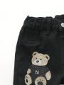 Young Boy Letter & Bear Patched Ripped Jeans