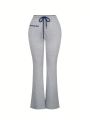 SHEIN SXY Drawstring Waist Flared Pants