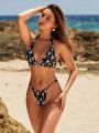 SHEIN Leisure Women'S Eyeball Printed Swimsuit Set