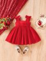 Baby Girl Sleeveless Mesh Dress With Bow Decoration