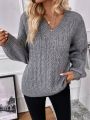 SHEIN Essnce Cable Knit Drop Shoulder Sweater