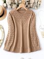 SHEIN LUNE Plus Pointelle Knit Sweater