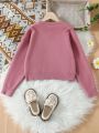 Girls' Casual Simple Solid Color Round Neck Sweater, Suitable For Various Occasions