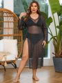 SHEIN Swim Vcay Plus Size Sheer Mesh Split Cover Up