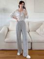 DAZY Solid Elastic Waist Wide Leg Pants