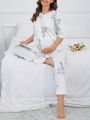 Maternity Floral Print Nursing PJ Set