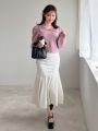 FriFul Solid Puff Sleeve Sweater