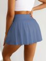 Yoga Basic Wide Waistband Pleated Sports Skort With Phone Pocket