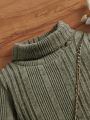 SHEIN Kids EVRYDAY Young Girl Turtle Neck Ribbed Knit Dress